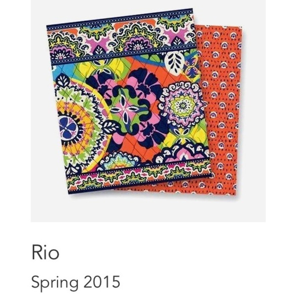 VERA BRADLEY Rio Oversized Clamshell Hard Glasses Case 2015 Orange Blue Yellow - Picture 7 of 7